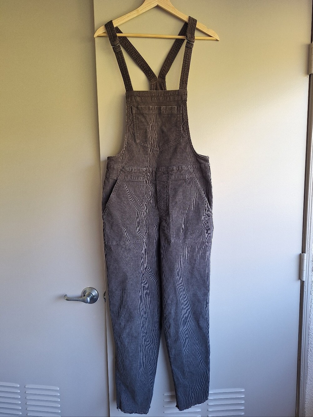 Aerie Charcoal Gray Corduroy Straight Leg Overalls Size XS